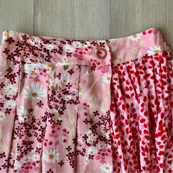 Mother of Pearl Sweet Meadow Kenzie Silk Midi Wrap Skirt pink floral Size 6 GUC - Picture 14 of 15